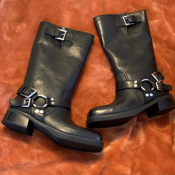 Michael Kors Black Moto Boots with Buckles NEW IN BOX !! - Picture 2 of 14